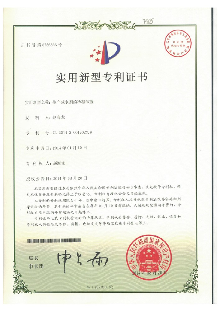 Patent certificate 13